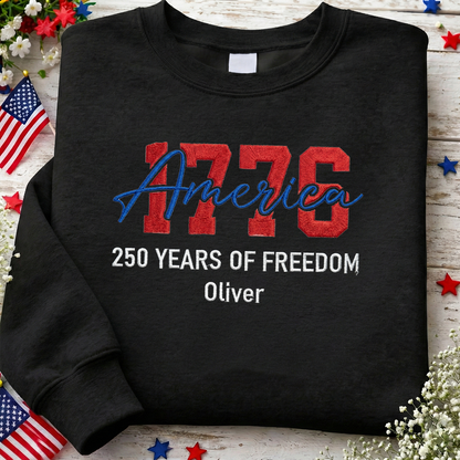 USA 250 Years - Embroidered American Crewneck Sweatshirt