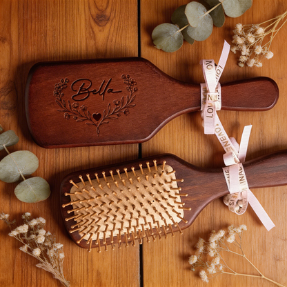 Custom Engraved Wooden Hair Brush & Comb Set – Thoughtful Mother’s Day Gift for Mom