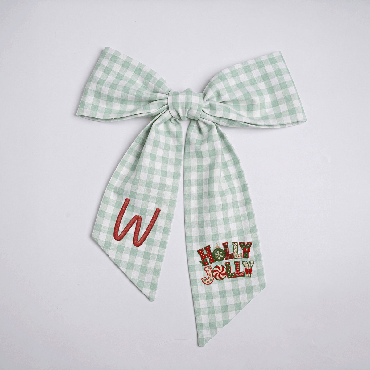 Personalized Embroidered Linen Door Wreath Sash, Custom Monogram Name Initial Wreath Ribbon & Front Door Decor