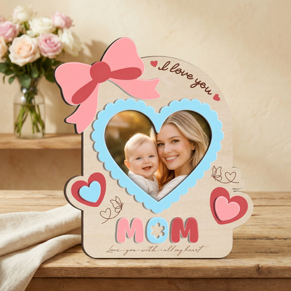 Personalized 3D Layered Wood Block – Custom Family Keepsake Decor – Meaningful Gift for Mom