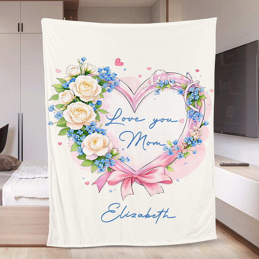 Custom Name Heart Flower Card – Romantic Personalized Gift