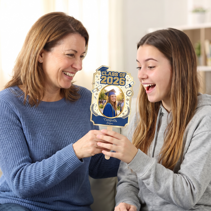 Personalized Class of 2026 Custom Shape Photo Hand Fan, Graduation Party Fan with Photo & Name