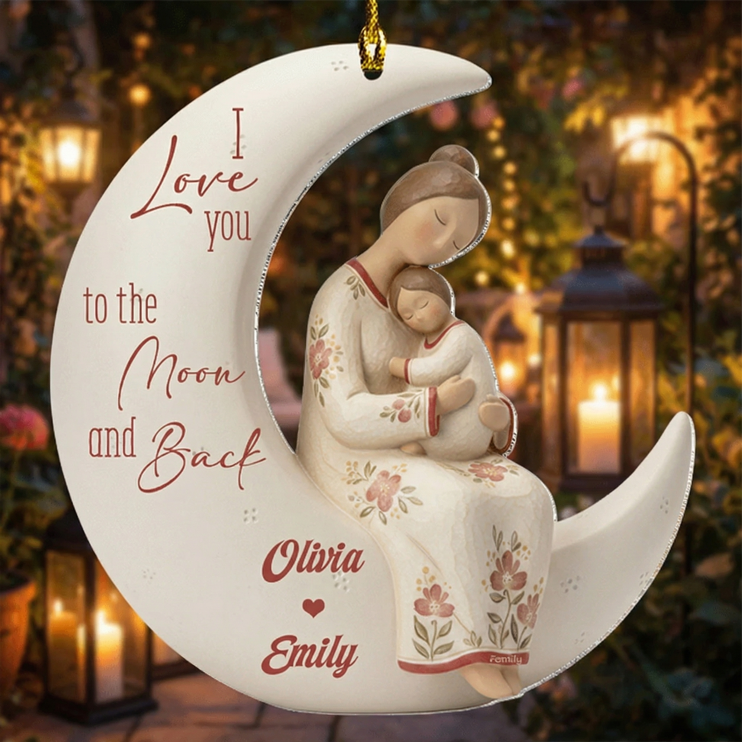 I Love You to the Moon and Back – Mother’s Day Family Gift for Mom – Personalized Acrylic Ornament