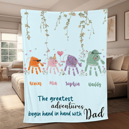 Fist Bump Daddy Blanket with Kids’ Names – Personalized Father’s Day Gift for Dad | Custom Family Keepsake Throw