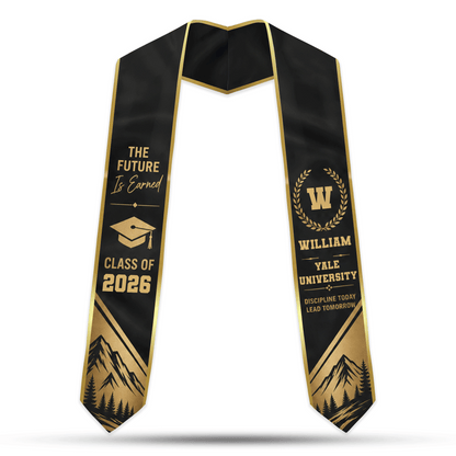 Personalized The Future Is Earned Graduation Stole – Custom Photo and Name
