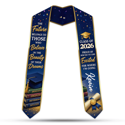 Personalized Proud of How Far I've Come Excited for Where I'm Going Graduation Stole – Custom Photo and Name