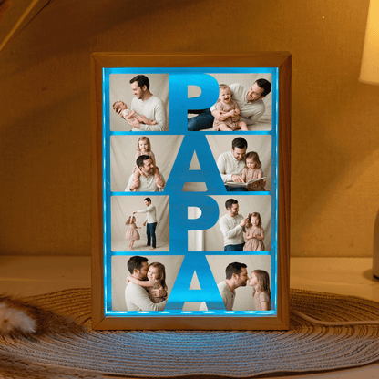Personalized Papa Photo Frame Light Box – Custom Photo LED Picture Frame Gift for Papa