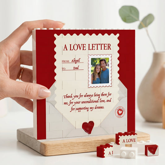 Personalized Building Block Desk Decor – Custom Photo “A Love Letter to Dad” Father’s Day Gift