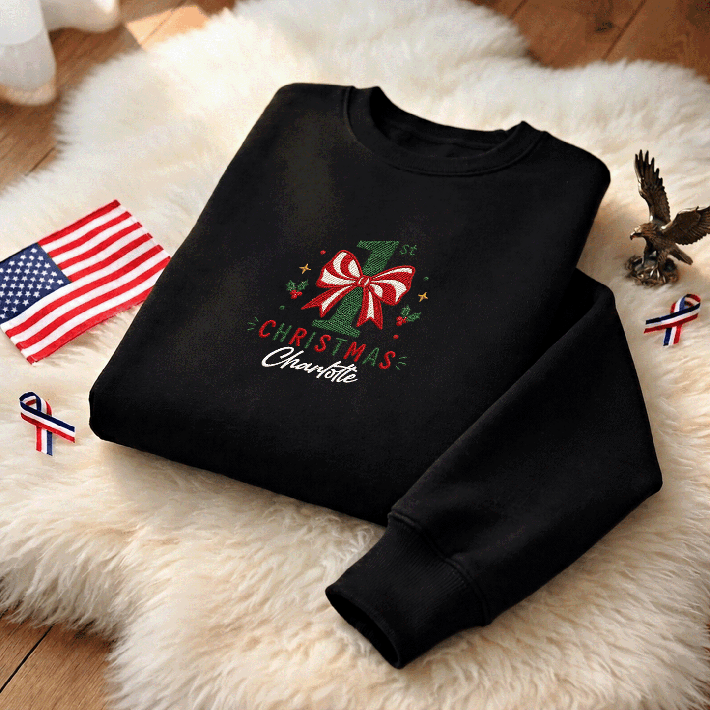 Personalized Embroidered My First Christmas Sweatshirt with Custom Name