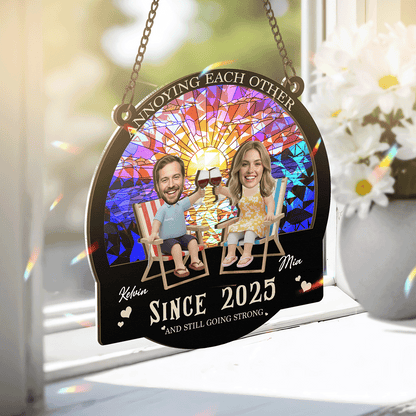 Annoying Each Other Forever – Funny Couple Gift for Couples – Personalized 2-Layer Stained Glass Suncatcher
