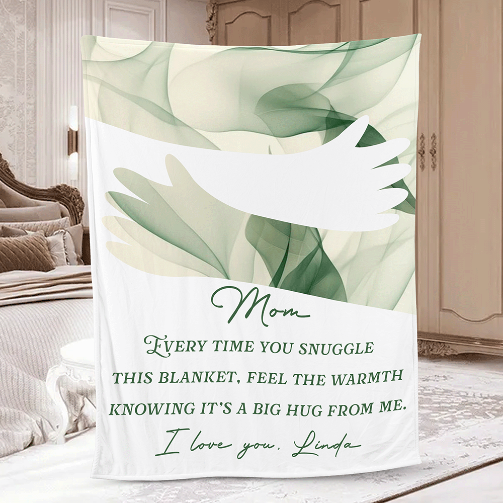 “Wrapped in Our Love” Personalized Photo Blanket – Mother’s Day Gift for Mom & Grandma Custom Family Keepsake