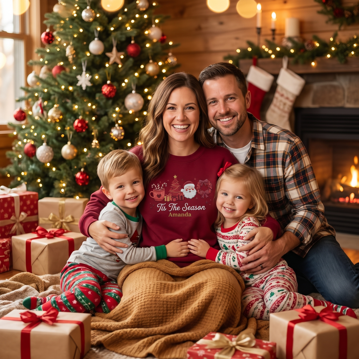 Personalized Tis The Season Christmas Sweatshirt with Custom Name | Cozy Holiday Embroidered Crewneck Gift