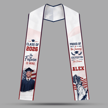 Personalized Proud of the Journey Excited for the Future Graduation Stole – Custom Photo and Name