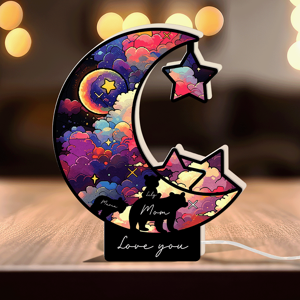 Personalized Moon & Stars Night Light – Custom Love Message Keepsake