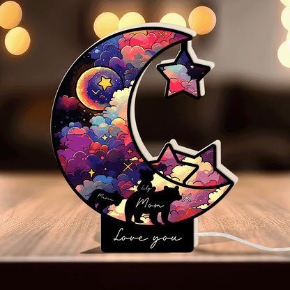 Personalized Moon & Stars Night Light – Custom Love Message Keepsake