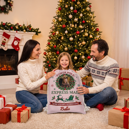Personalized Express Mail Christmas Sack, Custom Photo Santa Gift Bag