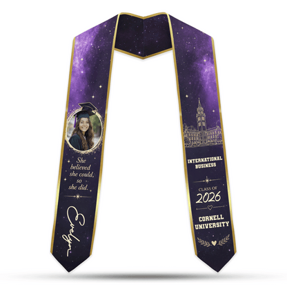 Personalized She Believed She Could So She Did Graduation Stole – Custom Photo and Name