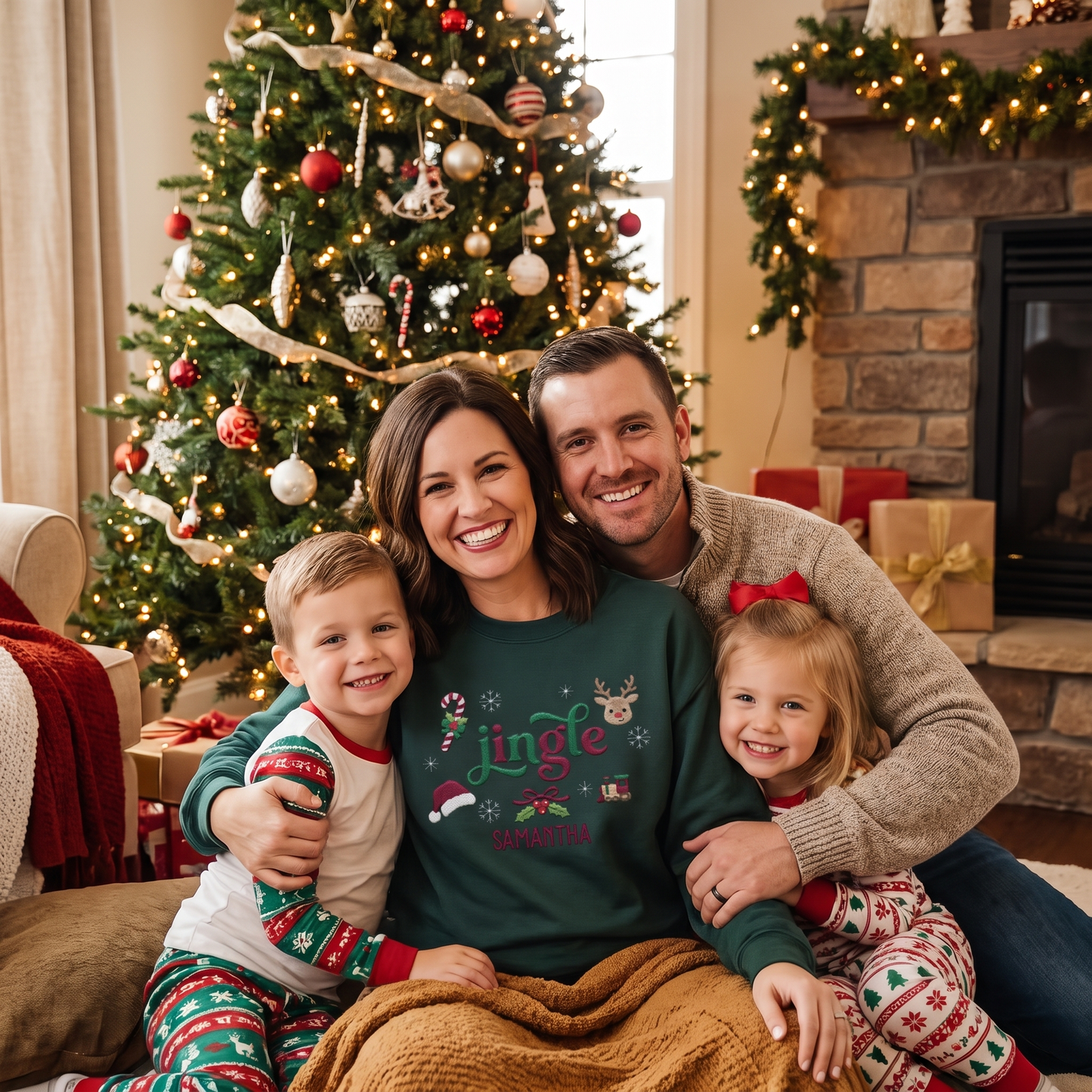 Personalized Jingle Christmas Sweatshirt with Custom Name | Festive Holiday Crewneck Gift