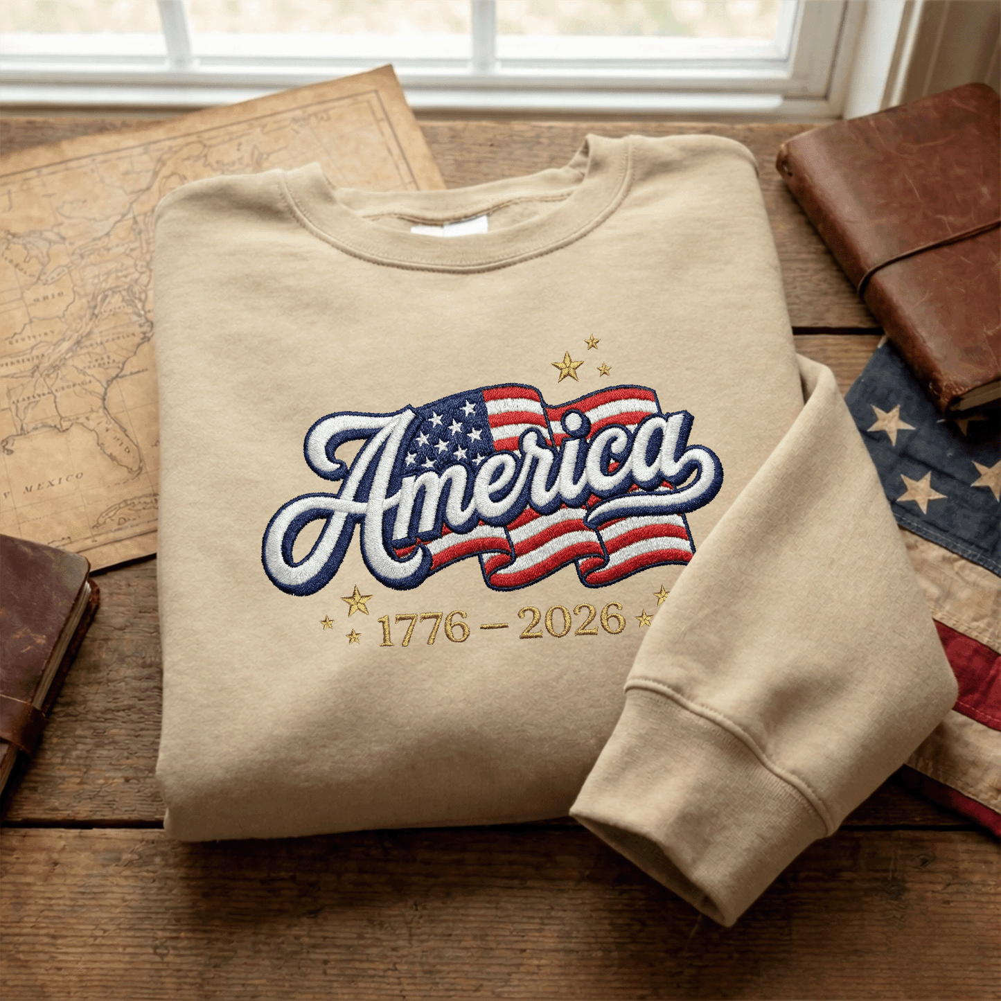 USA 250th Independence Anniversary Embroidered Sweatshirt