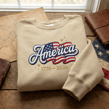 USA 250th Independence Anniversary Embroidered Sweatshirt