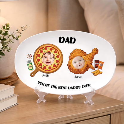 Personalized Daddy BBQ Photo Platter – “Best Daddy Ever” Custom Plate with Kids’ Photos | Father’s Day Gift for Dad | Family Keepsake Serving Tray