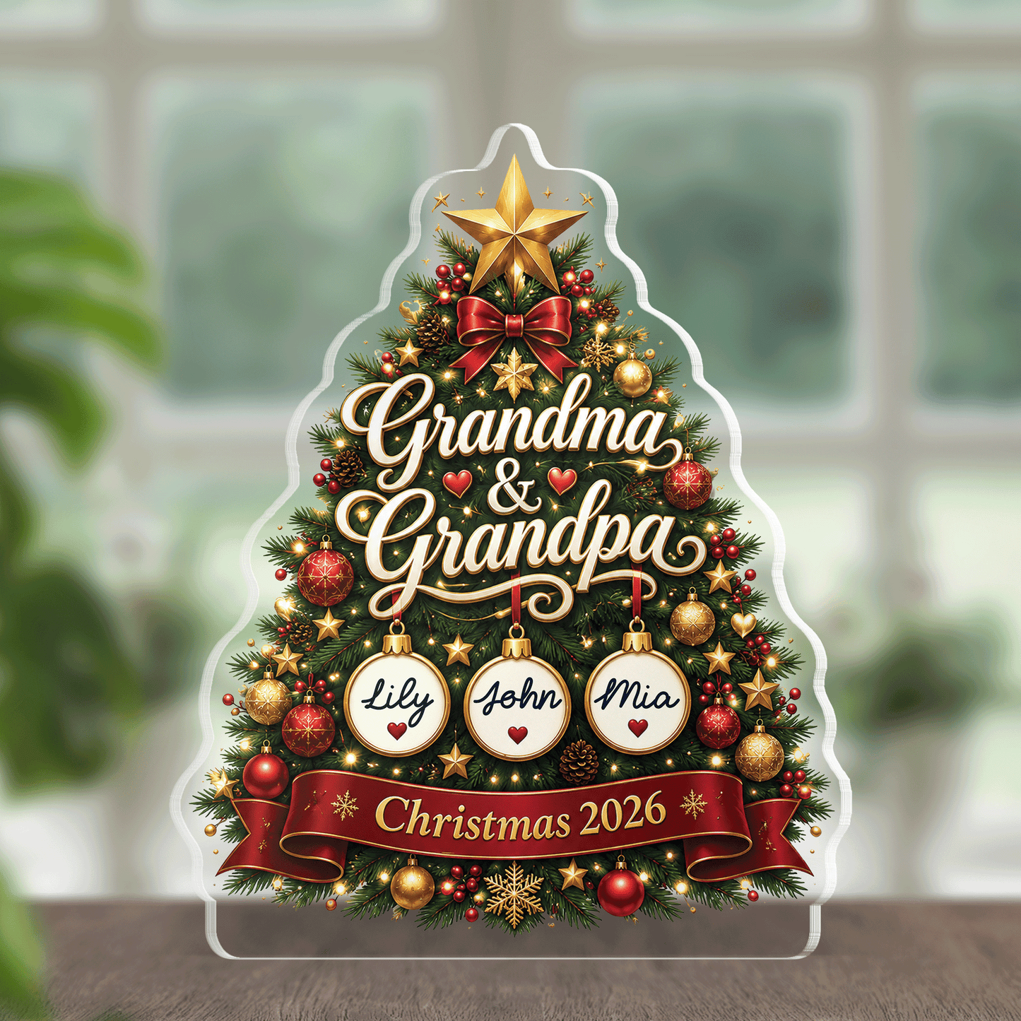 Personalized Christmas Tree for Grandpa & Grandma Acrylic Plaque with Custom Name