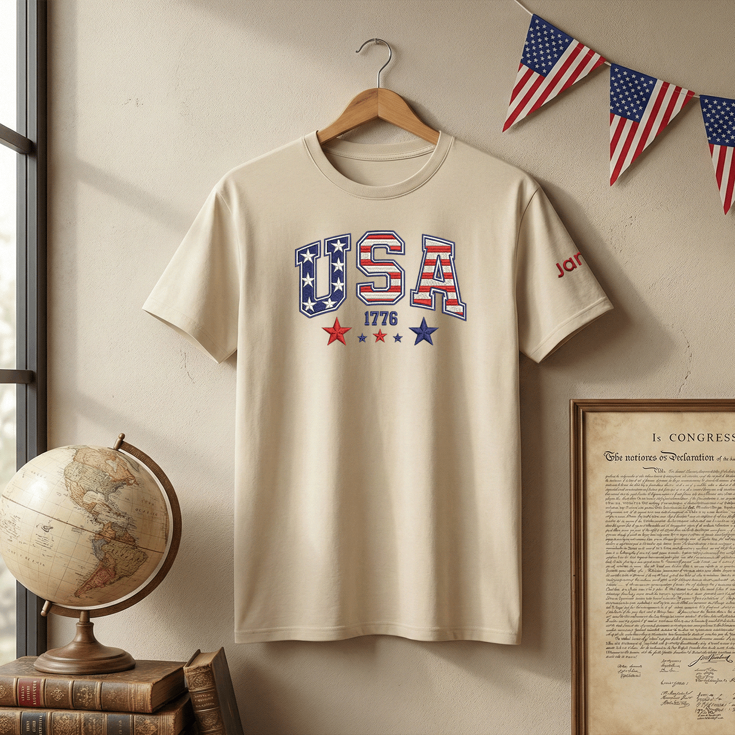 America 250th Anniversary 1776-2026 Embroidered T-Shirt