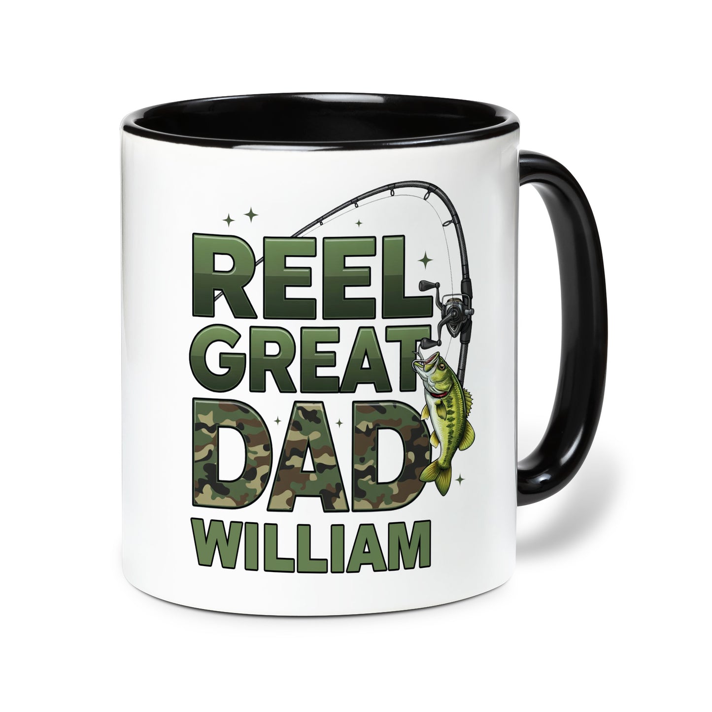 Personalized Fishing Mug for Dad – Real Great Dad Custom Name Coffee Mug