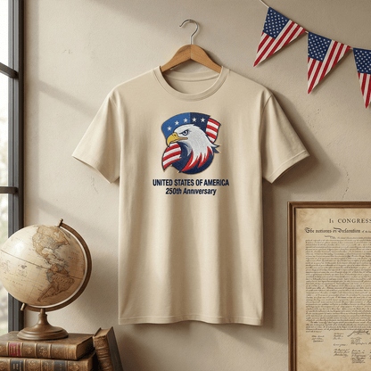 USA 250th Anniversary 1776-2026 - Embroidered Liberty Bell T-Shirt