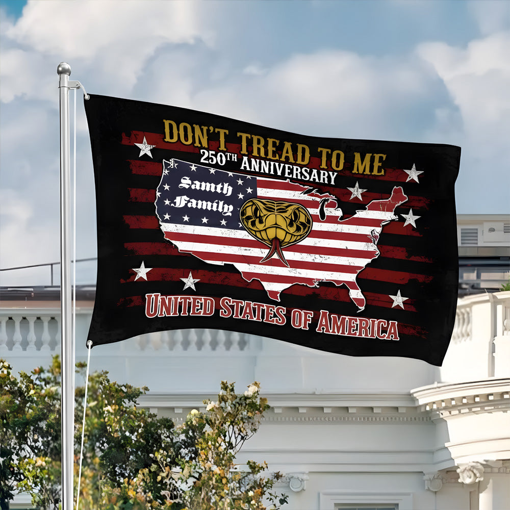 USA 250th Anniversary House Flag - Don’t Tread On Me Patriotic Design