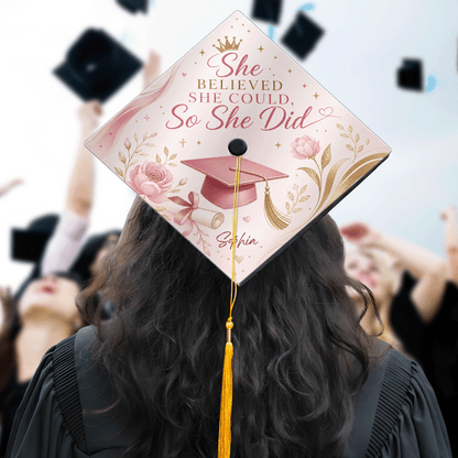 Personalized She Believed She Could So She Did Graduation Cap Topper