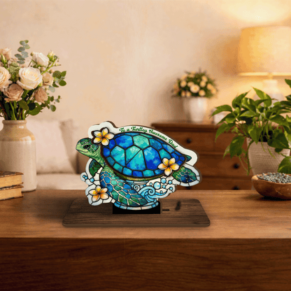 Turtle Dad Personalized Wooden Standing Sign – Family Gift Decor