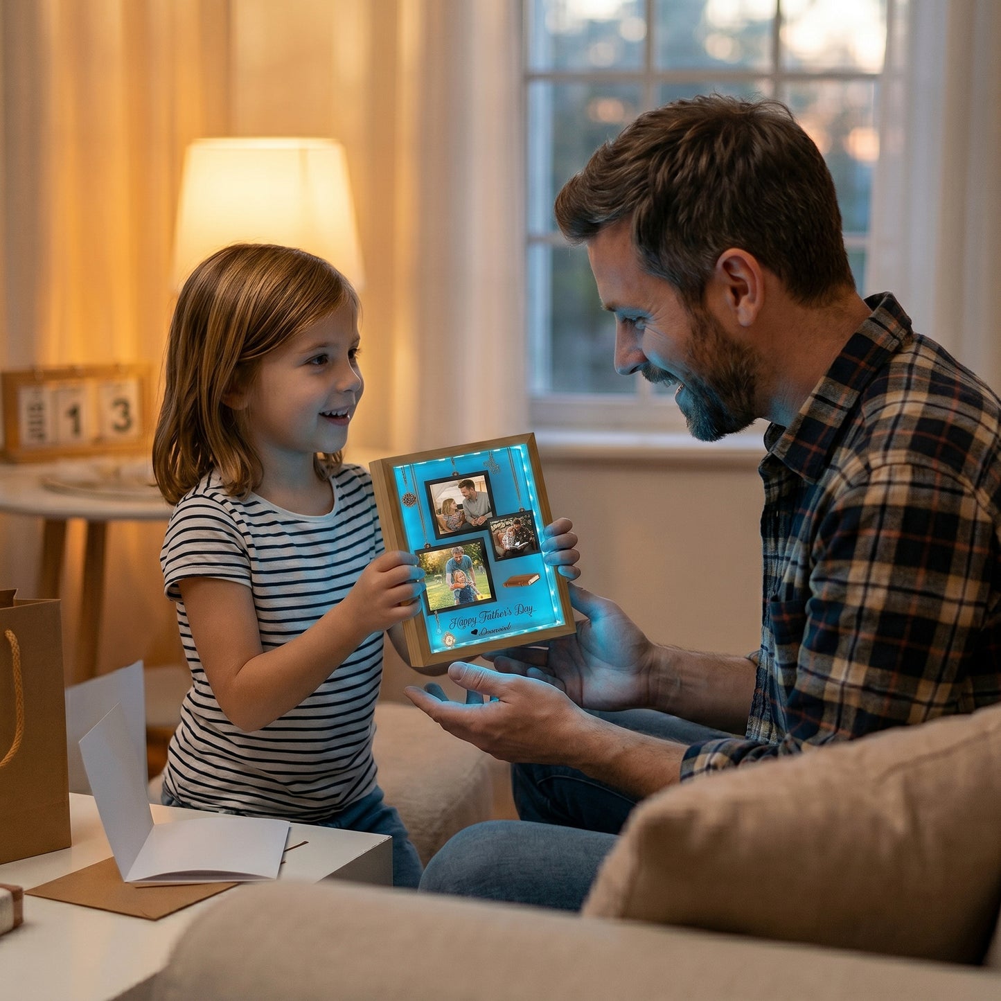 Personalized Photo Frame Light Box for Dad – Custom Photo Father’s Day Gift, LED Picture Frame Lamp