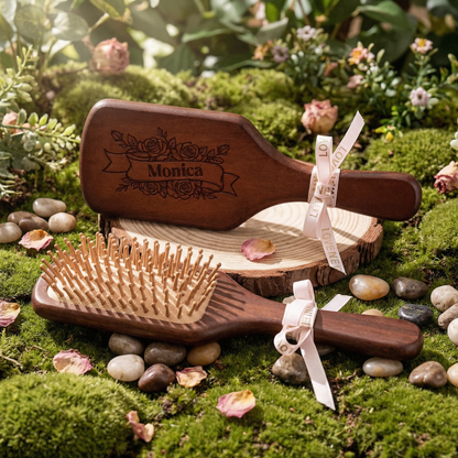Custom Bamboo Hairbrush – Personalized Mother’s Day Gift for Mom