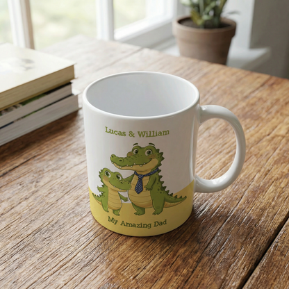 My Amazing Dad Crocodile Custom Name Ceramic Mug Personalized Coffee Cup Gift for Dad