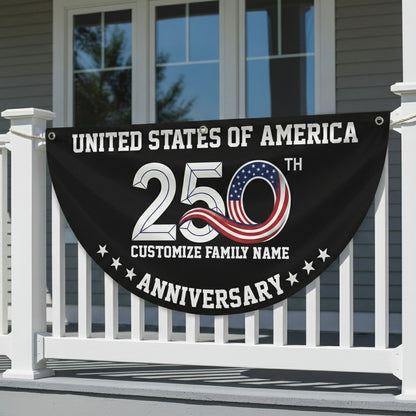 Patriotic 250th Anniversary 1776 2026 United States of America Non-Pleated Fan Flag Black