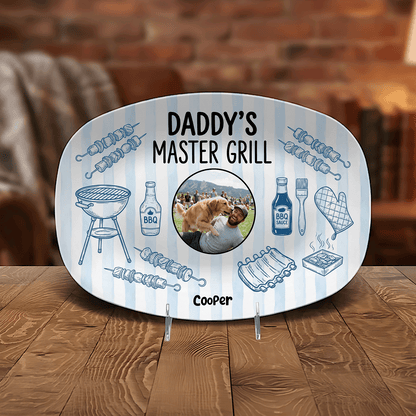 Personalized “Daddy’s Master Grill” Decorative Plate – BBQ Keepsake for Dad