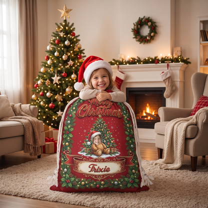 Personalized Teddy Bear Christmas Sack with Custom Photo