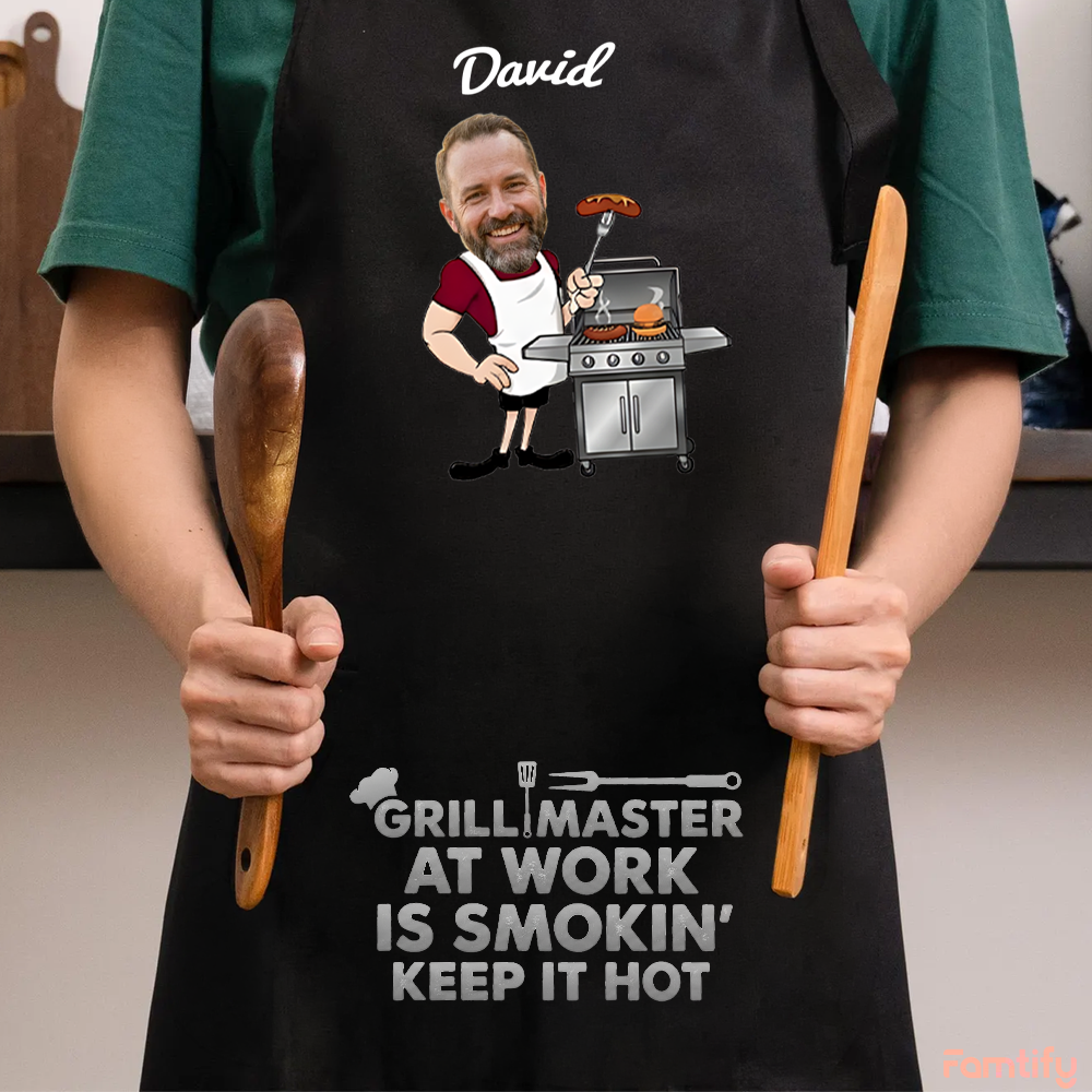 Personalized Grill Master Apron for Dad – Custom Photo & Name BBQ Father’s Day Gift