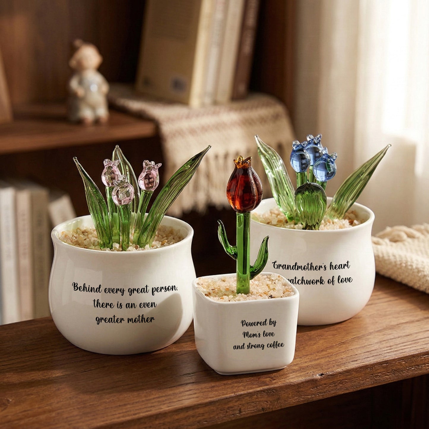 Personalized Hyacinth Glass Pot – Ocean Floral Planter Gift