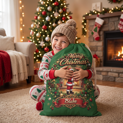 Personalized Santa Claus Christmas Sack, Custom Photo Santa Gift Bag