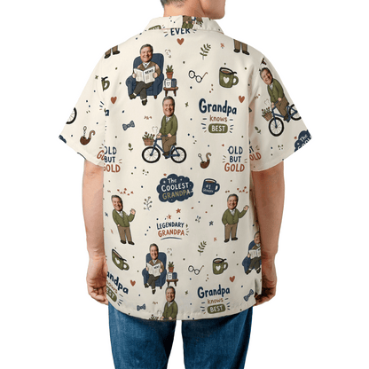 The Coolest Grandpa Custom Photo Hawaiian Shirt – Personalized Tropical Gift for Grandpa