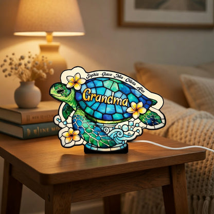 Personalized Acrylic Sea Turtle Sign with Family Names – A Meaningful Gift for Grandma