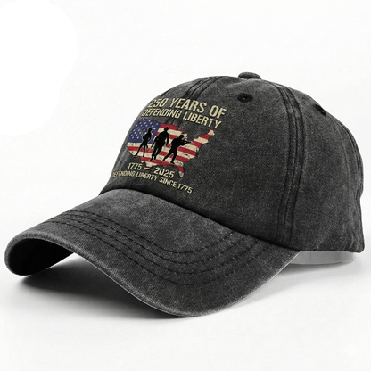 250 Years Of Defending Liberty Washed Denim Baseball Cap