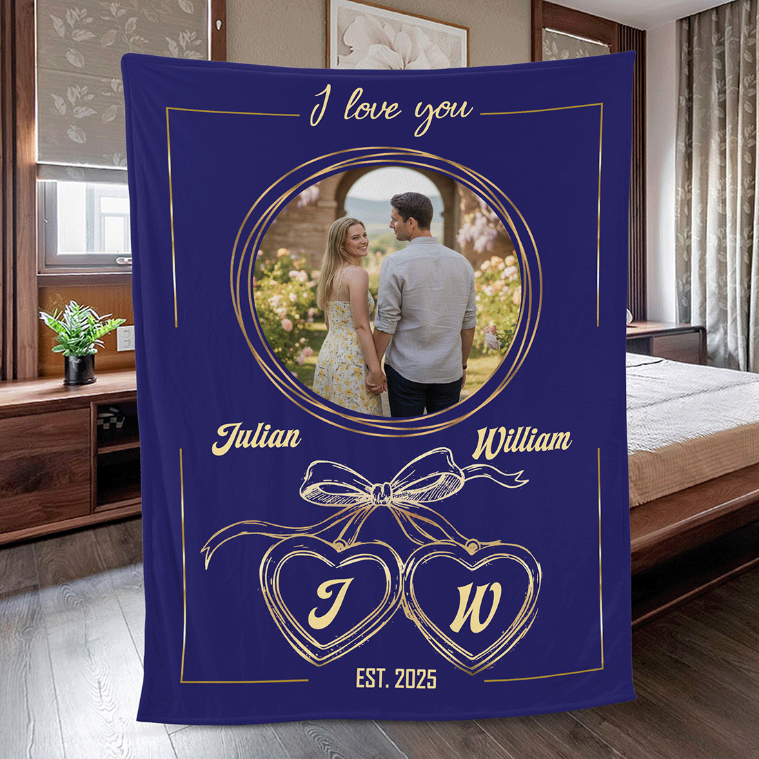 I Love You – Sweet Romantic Gift for Couples – Personalized Photo Blanket