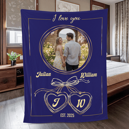 I Love You – Sweet Romantic Gift for Couples – Personalized Photo Blanket