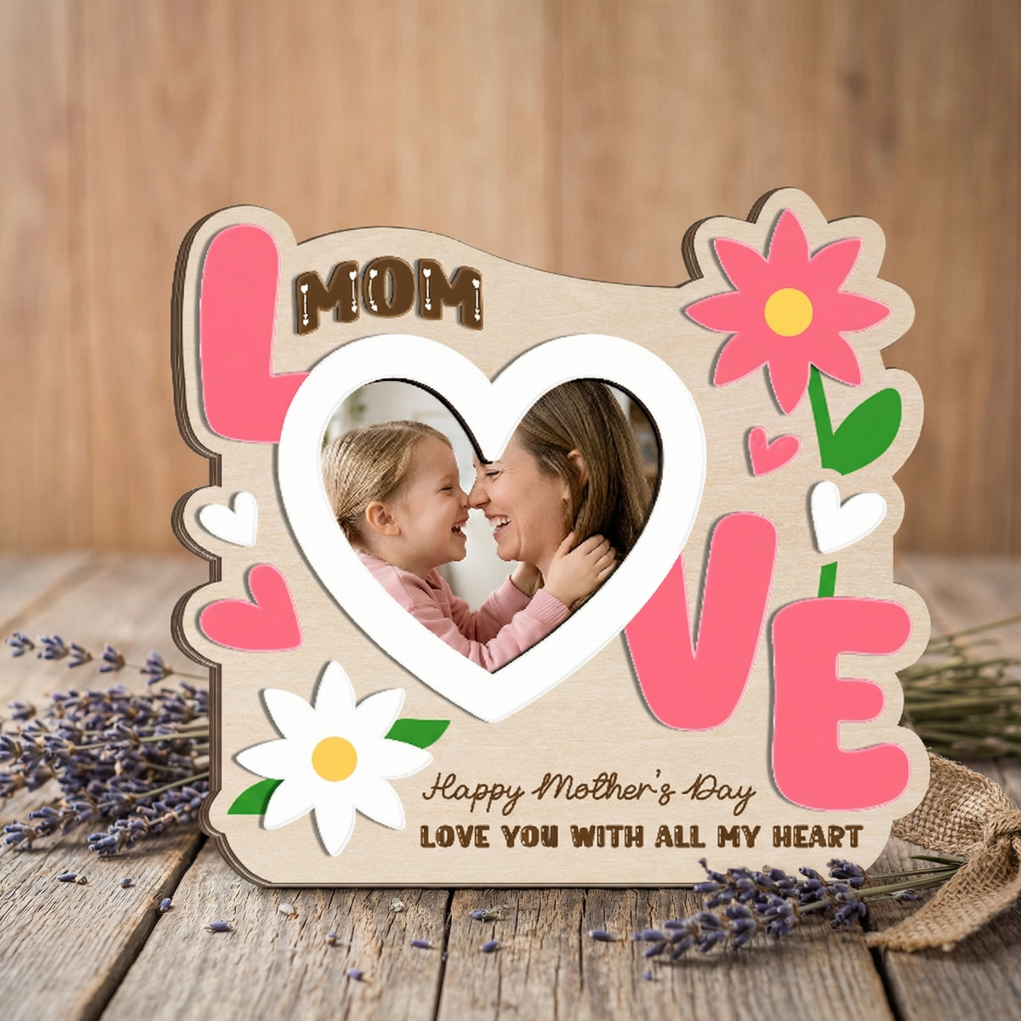Personalized 3D Mother’s Day Photo Frame Bundle Custom Wooden Wall Frame