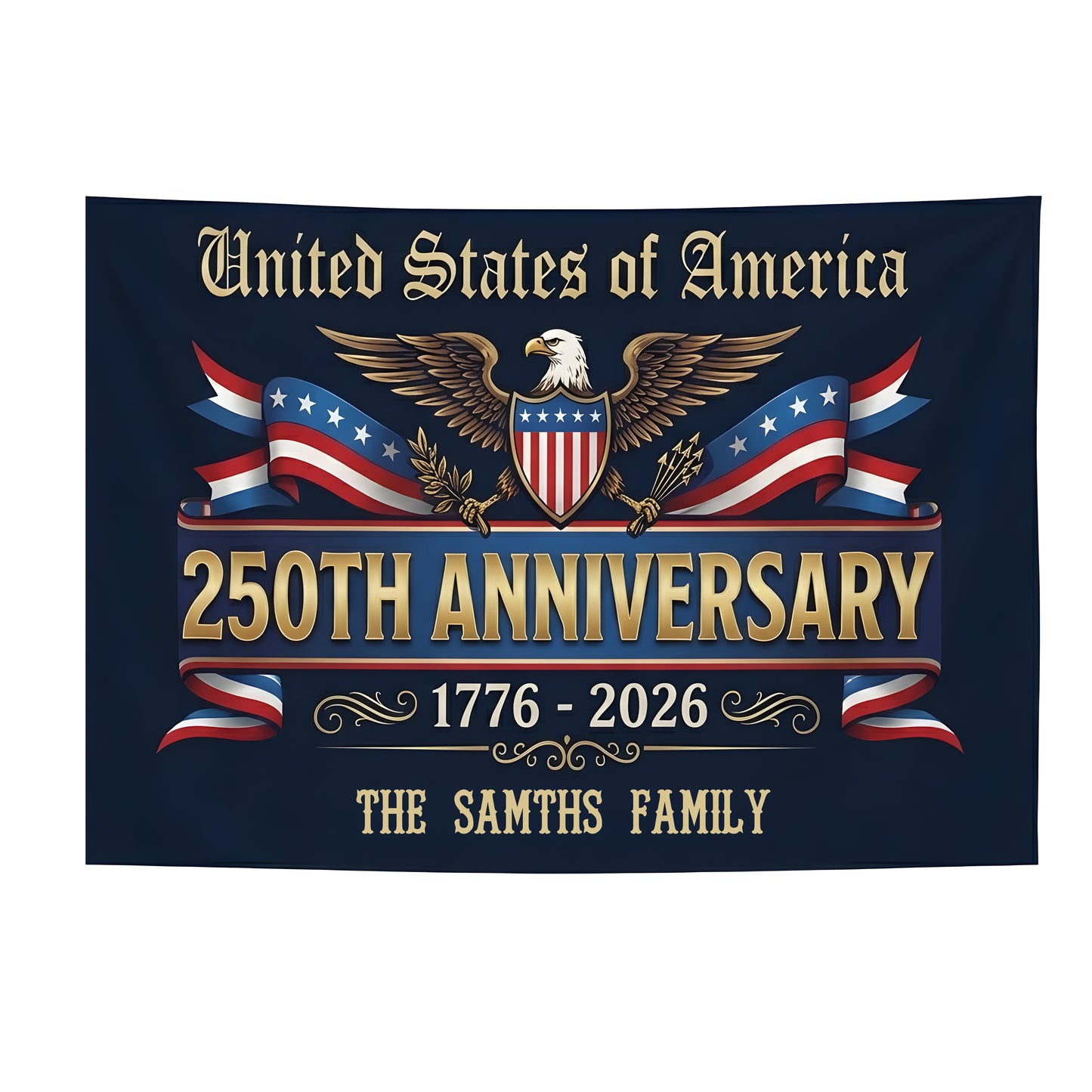 Personalized Family Name USA 250th Anniversary Banner House Flag
