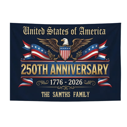 Personalized Family Name USA 250th Anniversary Banner House Flag