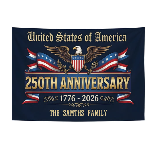 Personalized Family Name USA 250th Anniversary Banner House Flag